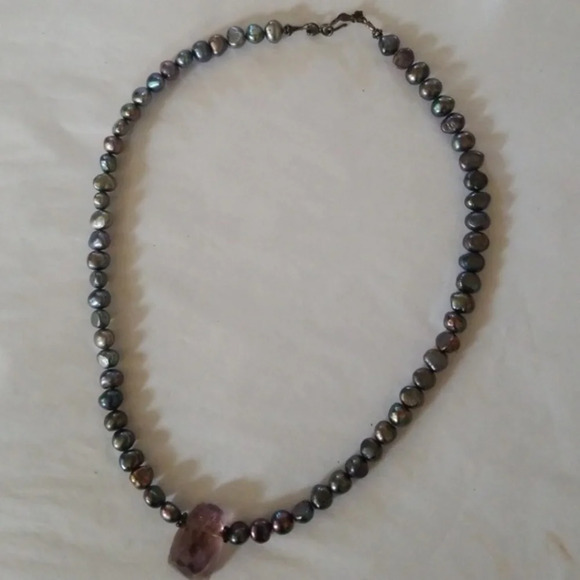 Freshwater pearl‎ and quartz necklace - Picture 5 of 8